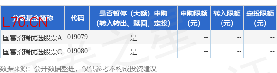 公告速递：国富招瑞优选股票基金暂停大额申购、定期定额投资以及转换转入业务